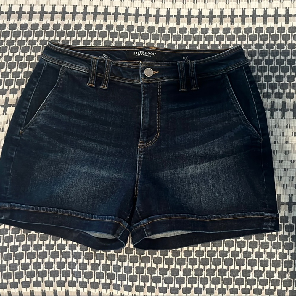 Liverpool dark wash denim shorts